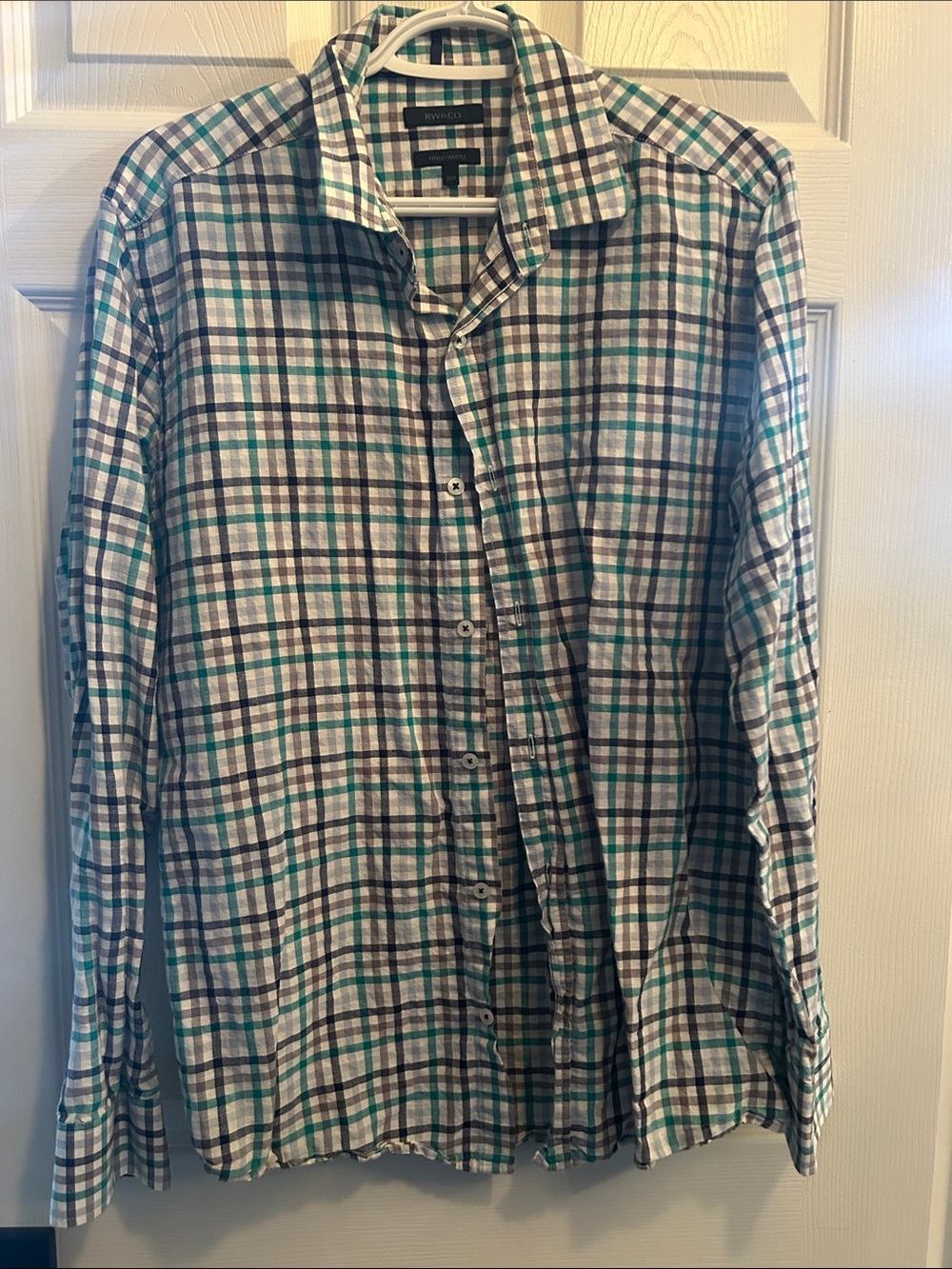 Rw&co, Teal & Gray Plaid Button-Down Shirt